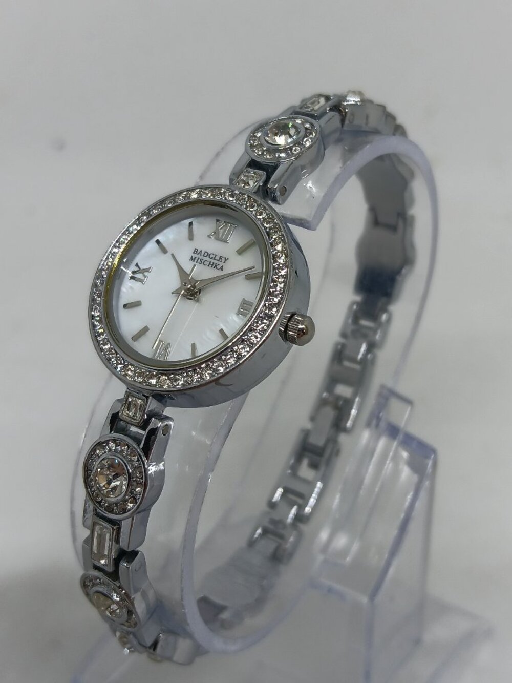 Badgley Mischka BA/1397MPSV Women's 23mm Silver Tone Crystal Accent Watch